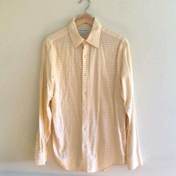 Banana Republic Yellow Orange Plaid Button Down- M - Picture 1 of 6